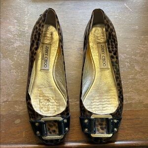 Jimmy Choo Black and Brown Buckle Flats